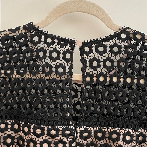 Holidays! J. Crew Black Daisy Lace Eyelet Bell Sleeve Mini Dress Women 10 EUC - Picture 9 of 11